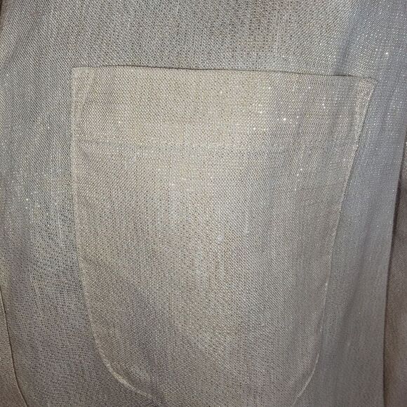 Chico’s Nwot No-Iron Fresh Chic Metalic Gold Linen Blouse 00 (Xs) - Picture 7 of 8